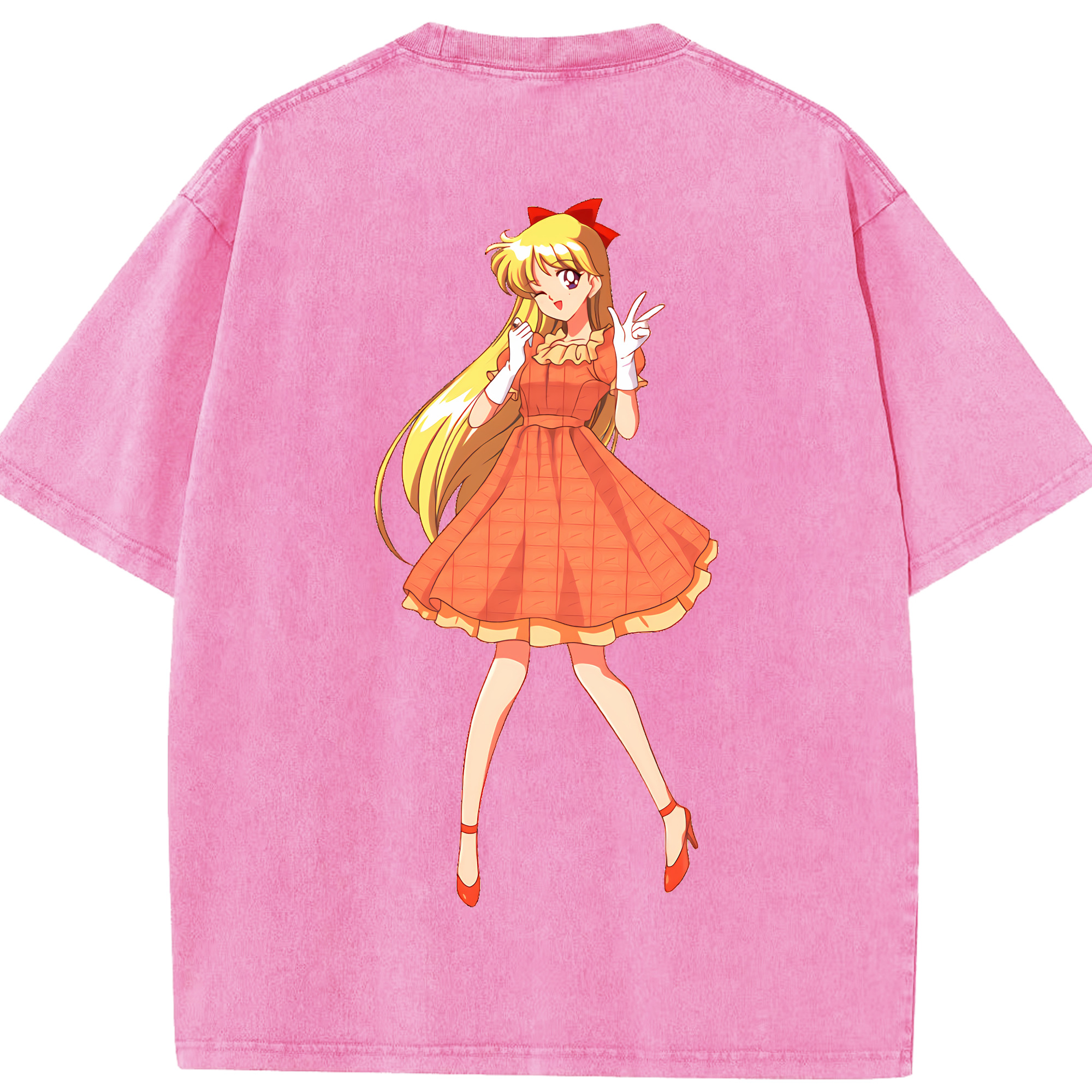 （画像用） 美少女戦士セーラームーン 愛野 美奈子 あいの みなこ Sailor Moon Aino Minako 綿100% ヴィンテージ風 半袖Tシャツ（背面プリント）